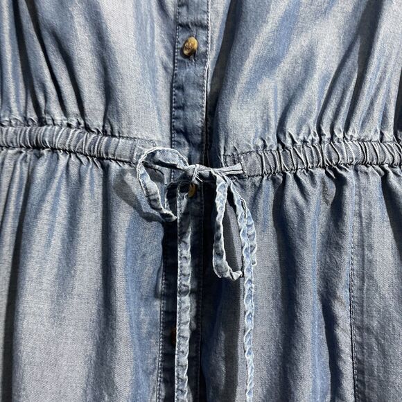 Time & True Women’s M Blue Chambray Long Sleeve Midi Dress Casual - Picture 2 of 16